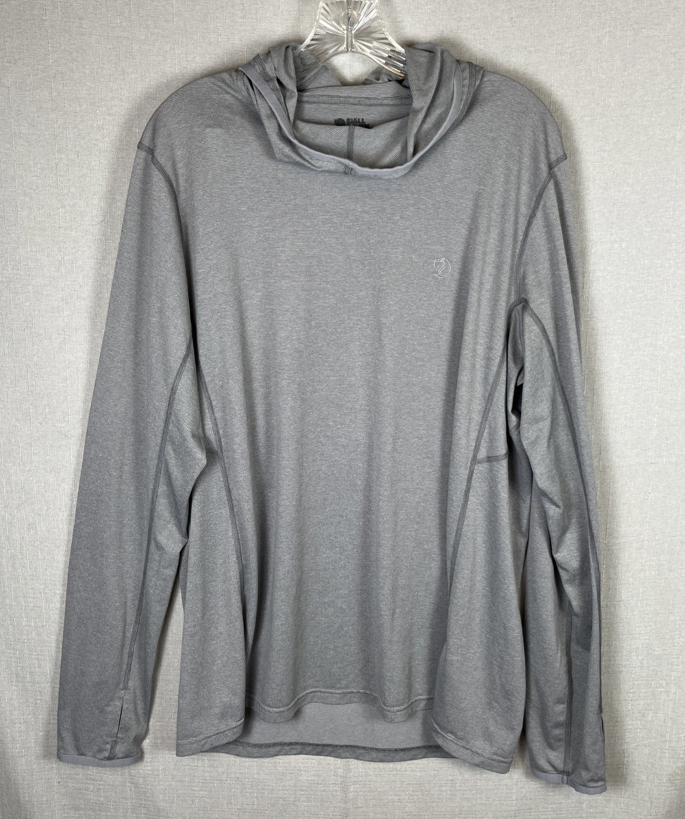 Fjallraven Abisko Sun Hoodie Mens XL Gray Long Sleeve Lightweight Performance